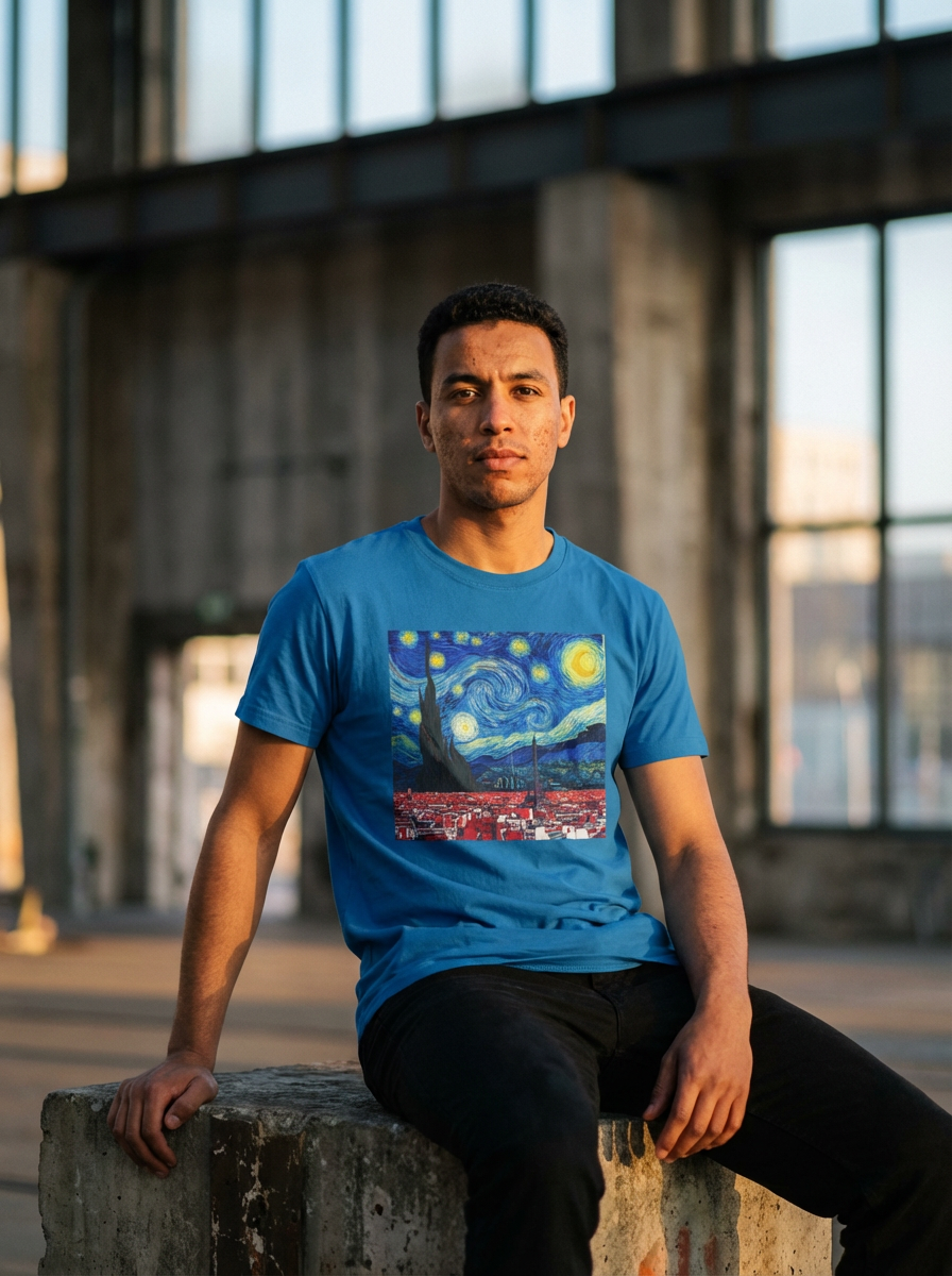 Starry Night Cityscape T-Shirt