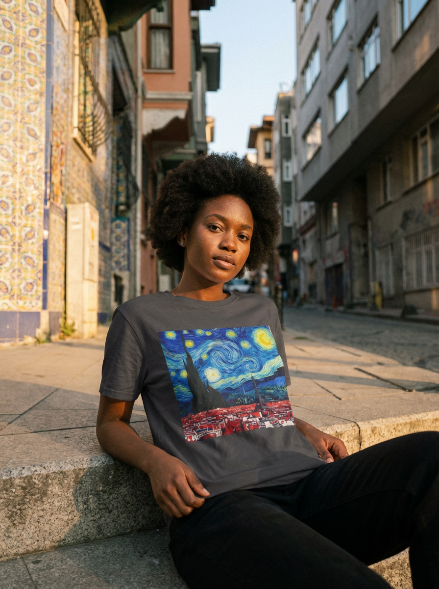 Starry Night Cityscape T-Shirt