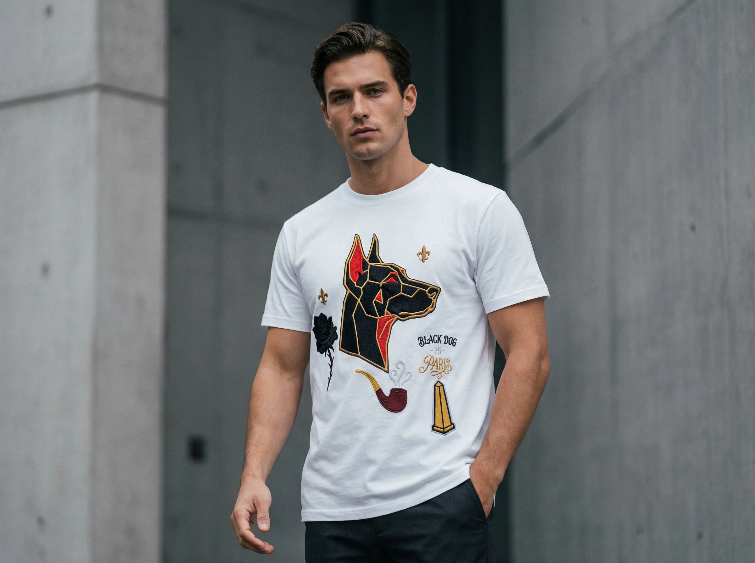 T shirt Black Dog Paris