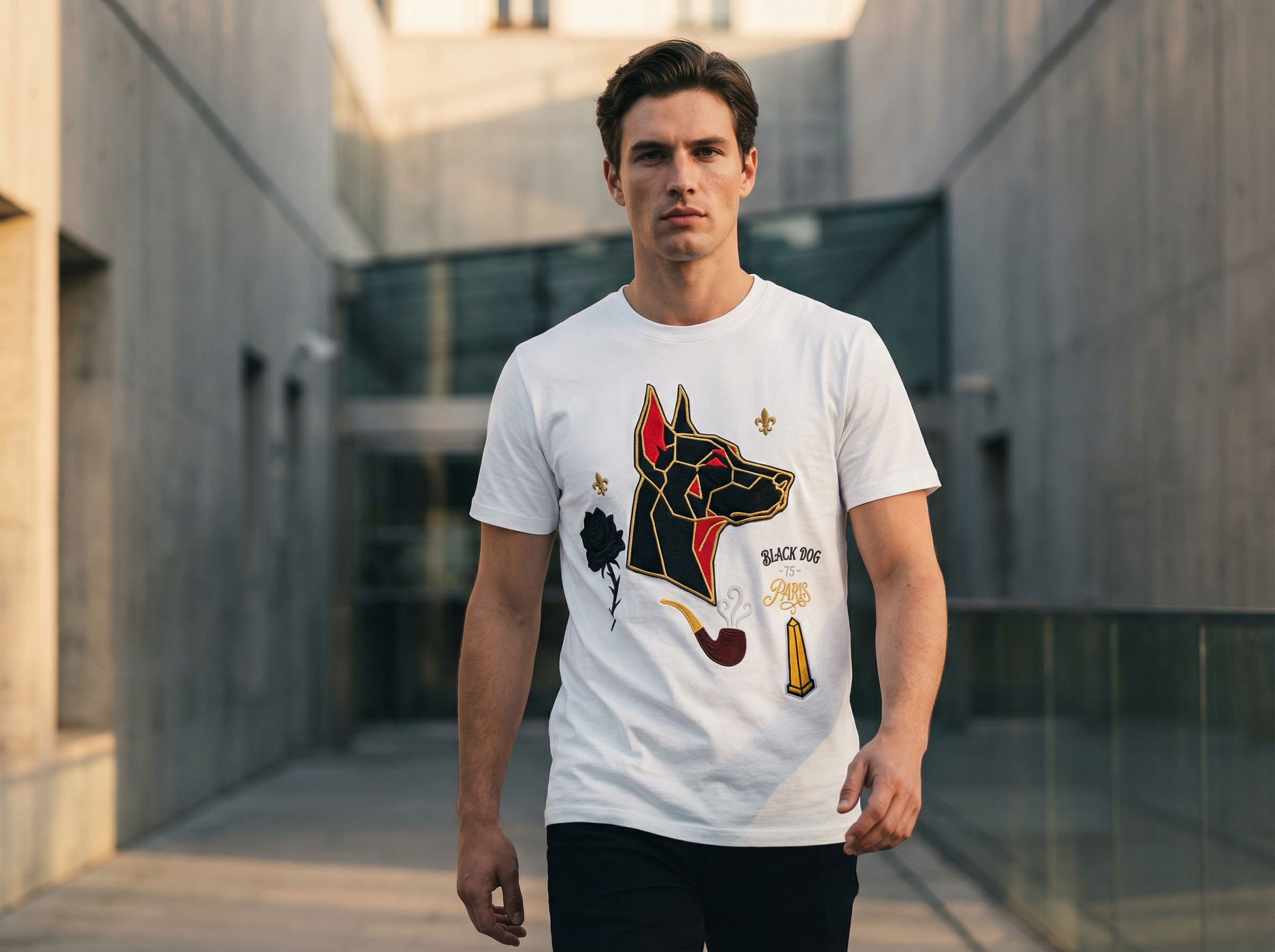 T shirt Black Dog Paris