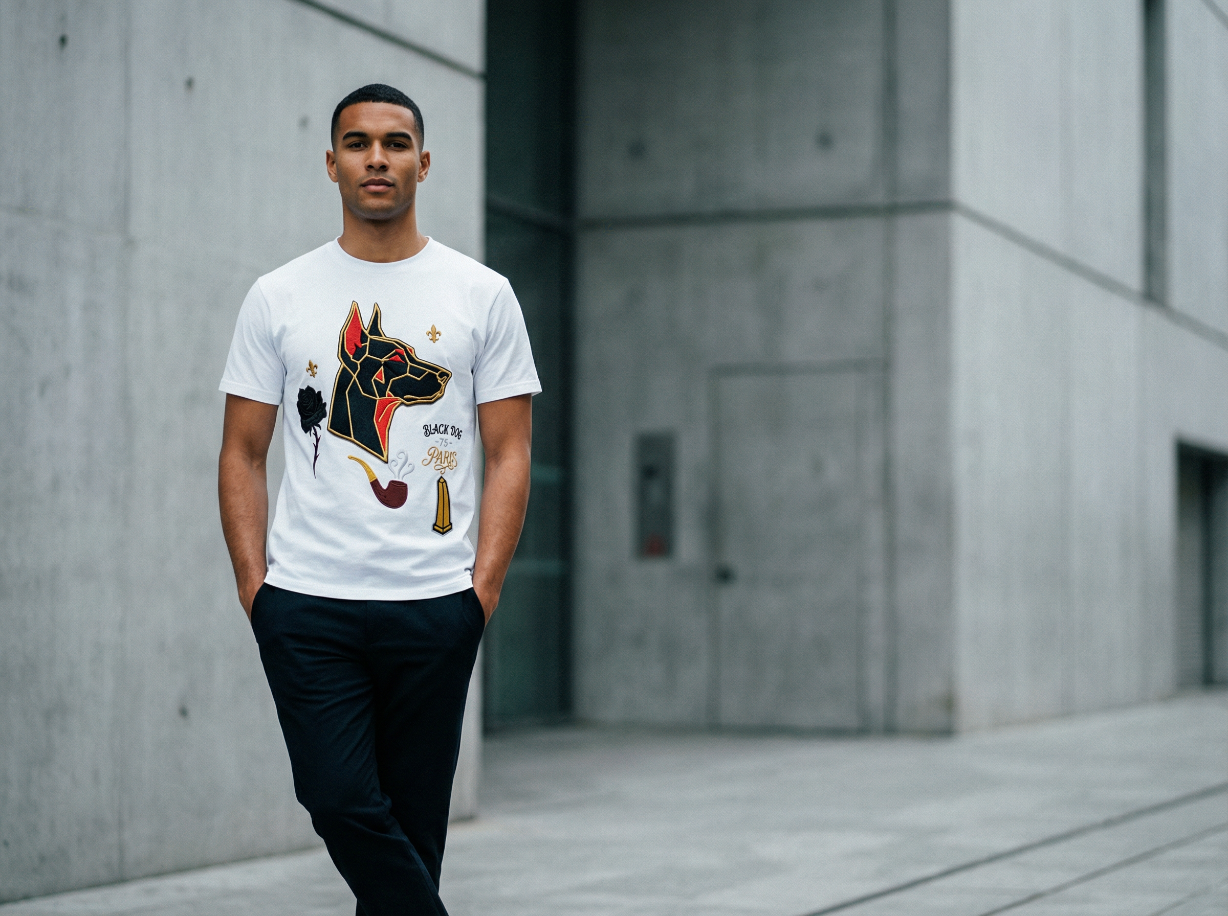 T shirt Black Dog Paris