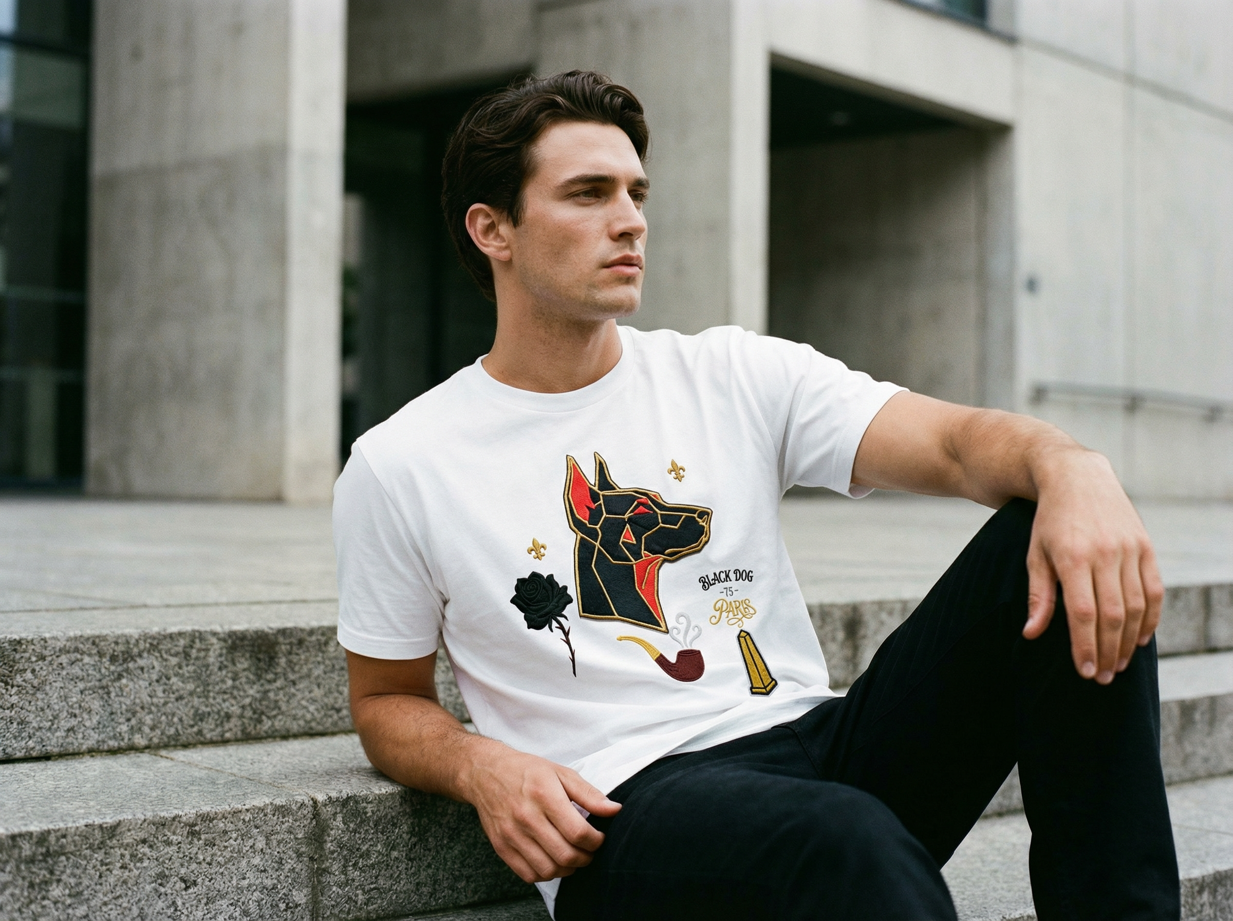 T shirt Black Dog Paris