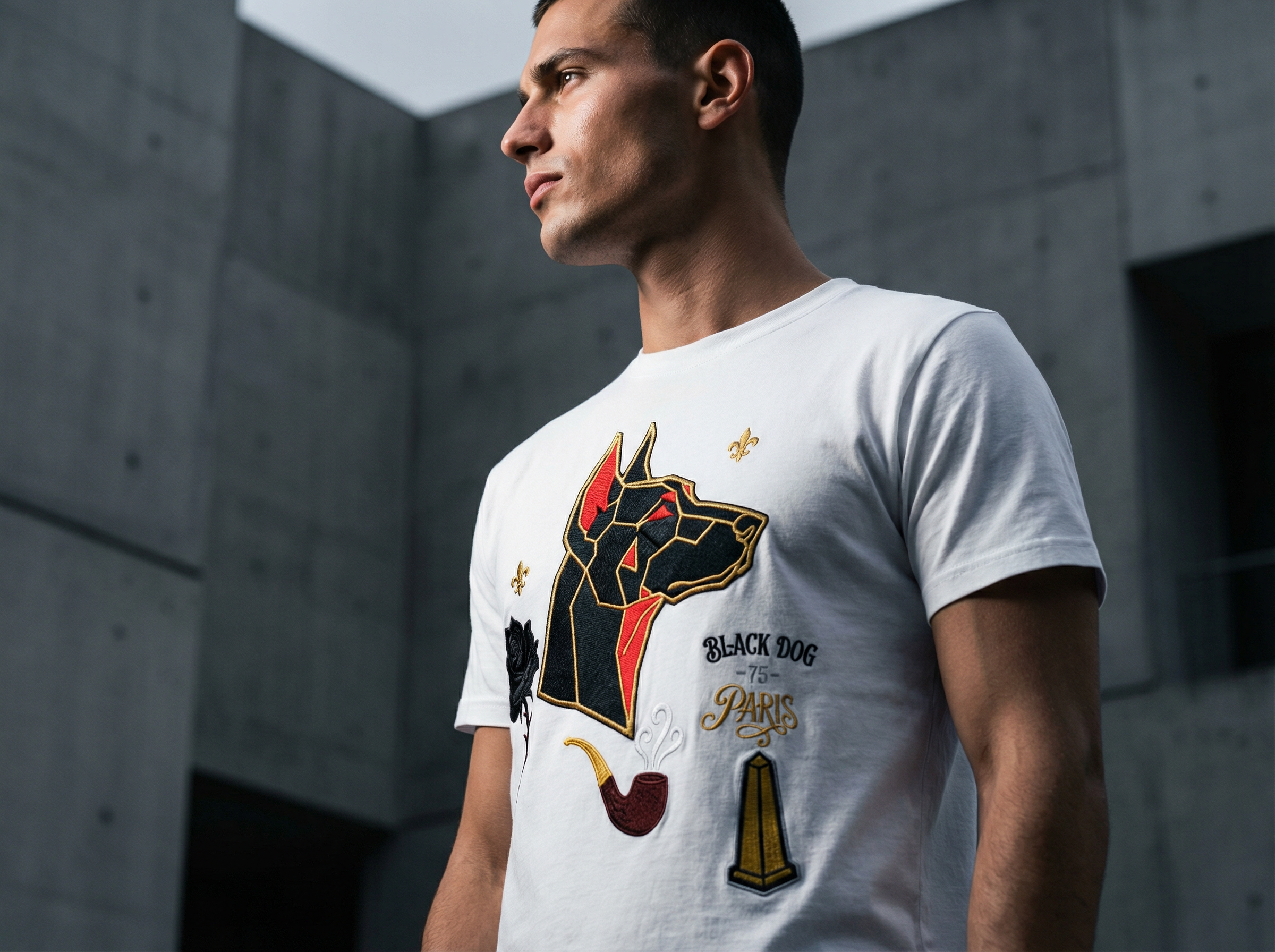 T shirt Black Dog Paris