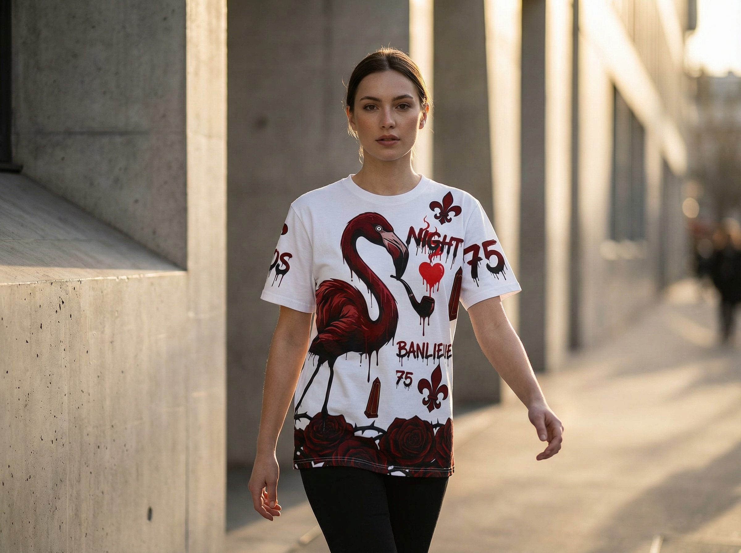 T-shirt Red Roses, 'Night 75