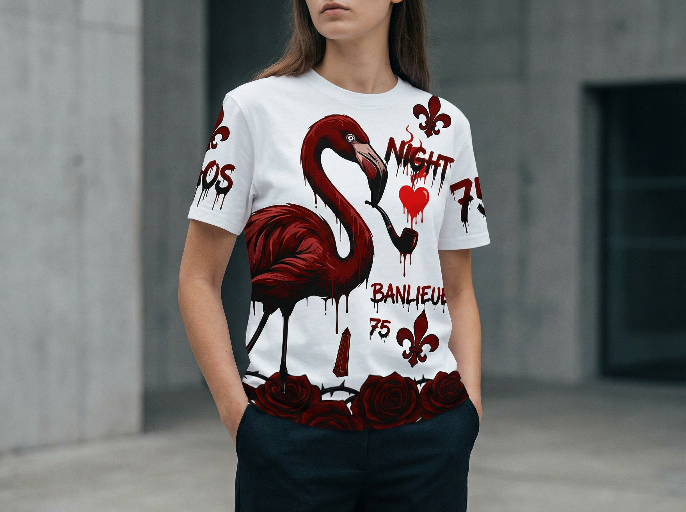 T-shirt Red Roses, 'Night 75