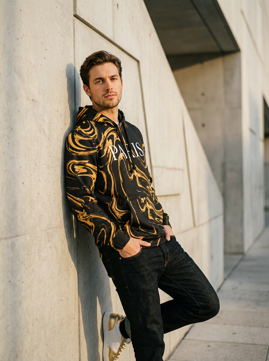 Hoodie  Paris Gold Marble