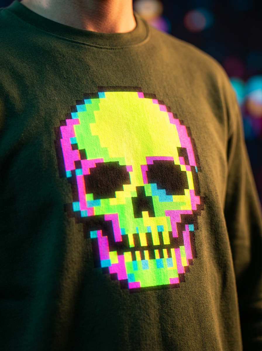 CRÂNE PIXEL GLITCH Hoodie - Edition R￩tro